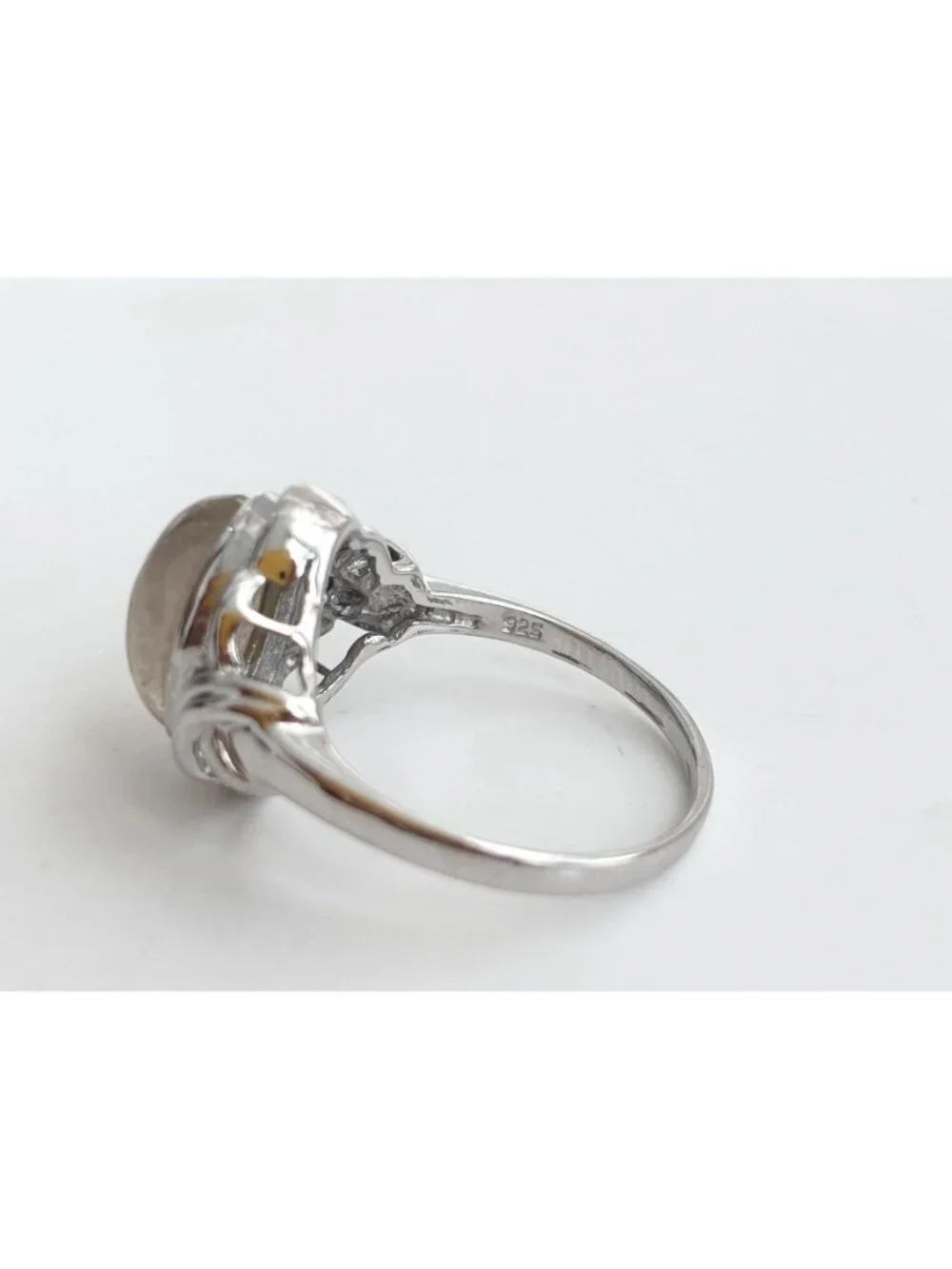 Golden Rutilated Gold Quartz Sterling Silver 925 Solitaire Vintage Ring sz 8.75